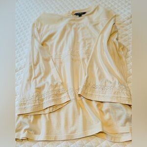 Lauren by Ralph Lauren cream color top. Large. Long sleeves. Tshir. Embroidery.